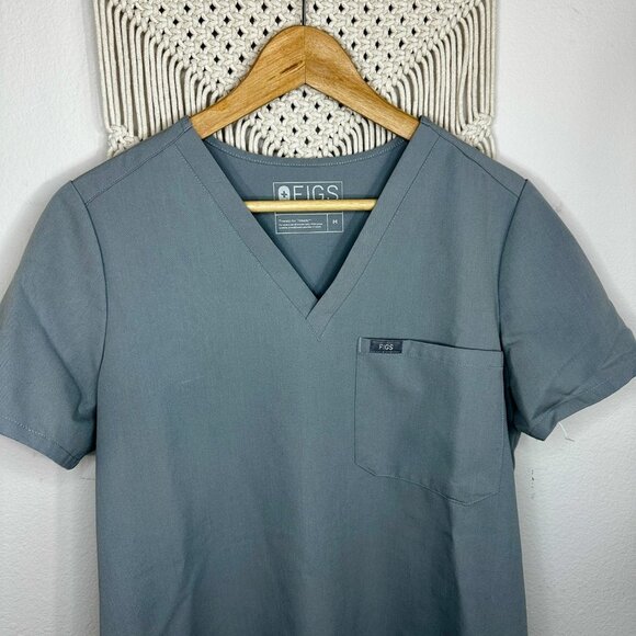 FIGS THREADS FOR THREADS CATARINA GREY SCRUB TOP - Picture 4 of 5